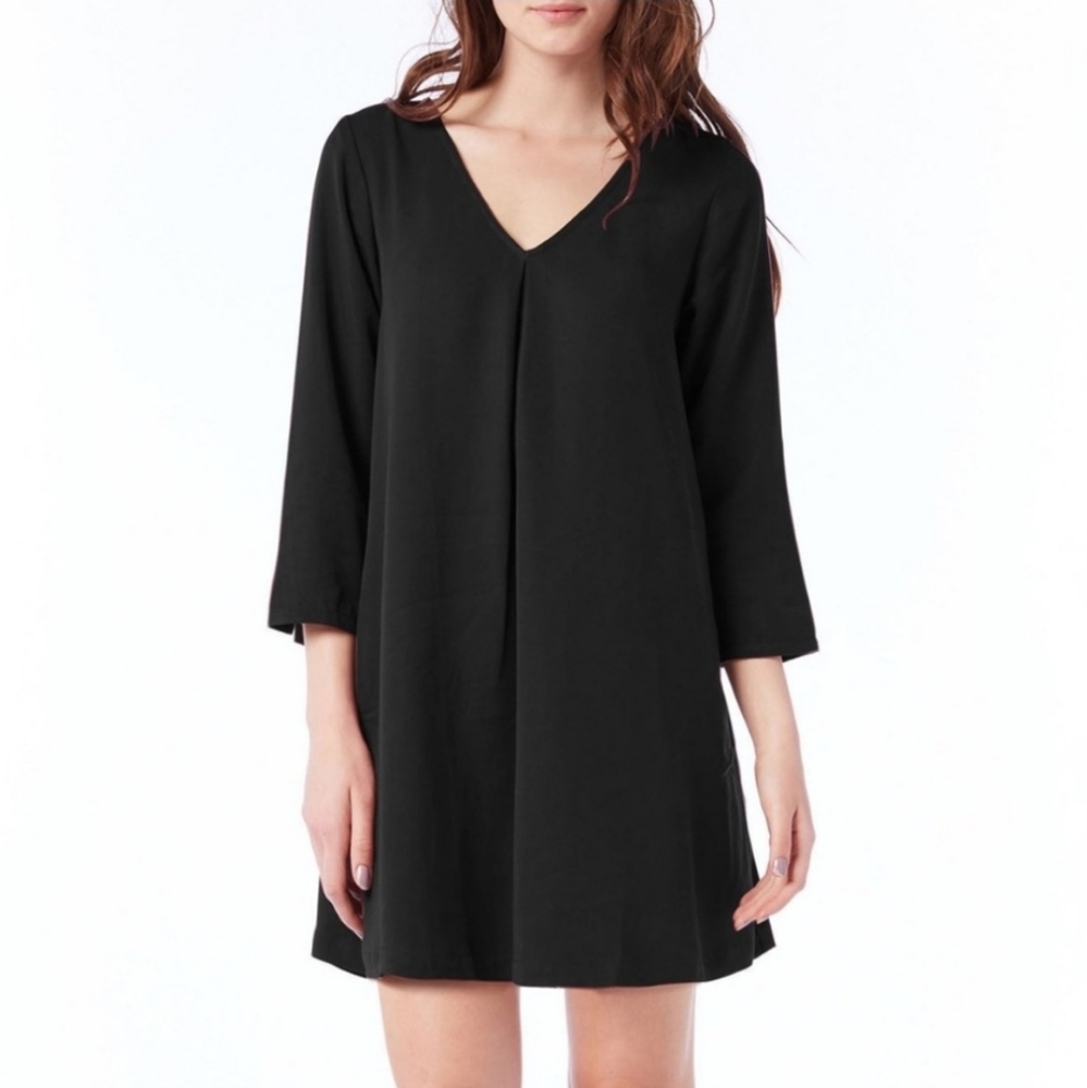 Michael Stars V-Neck Swing Dress Long Sleeve Tencel Tunic xs